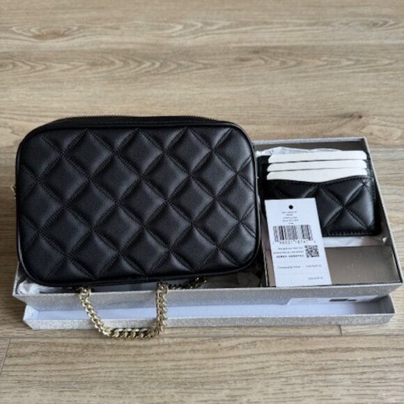KATE SPADE ♠️ QUILTED LEATHER CROSSBODY CARD CASE SET - Picture 7 of 9